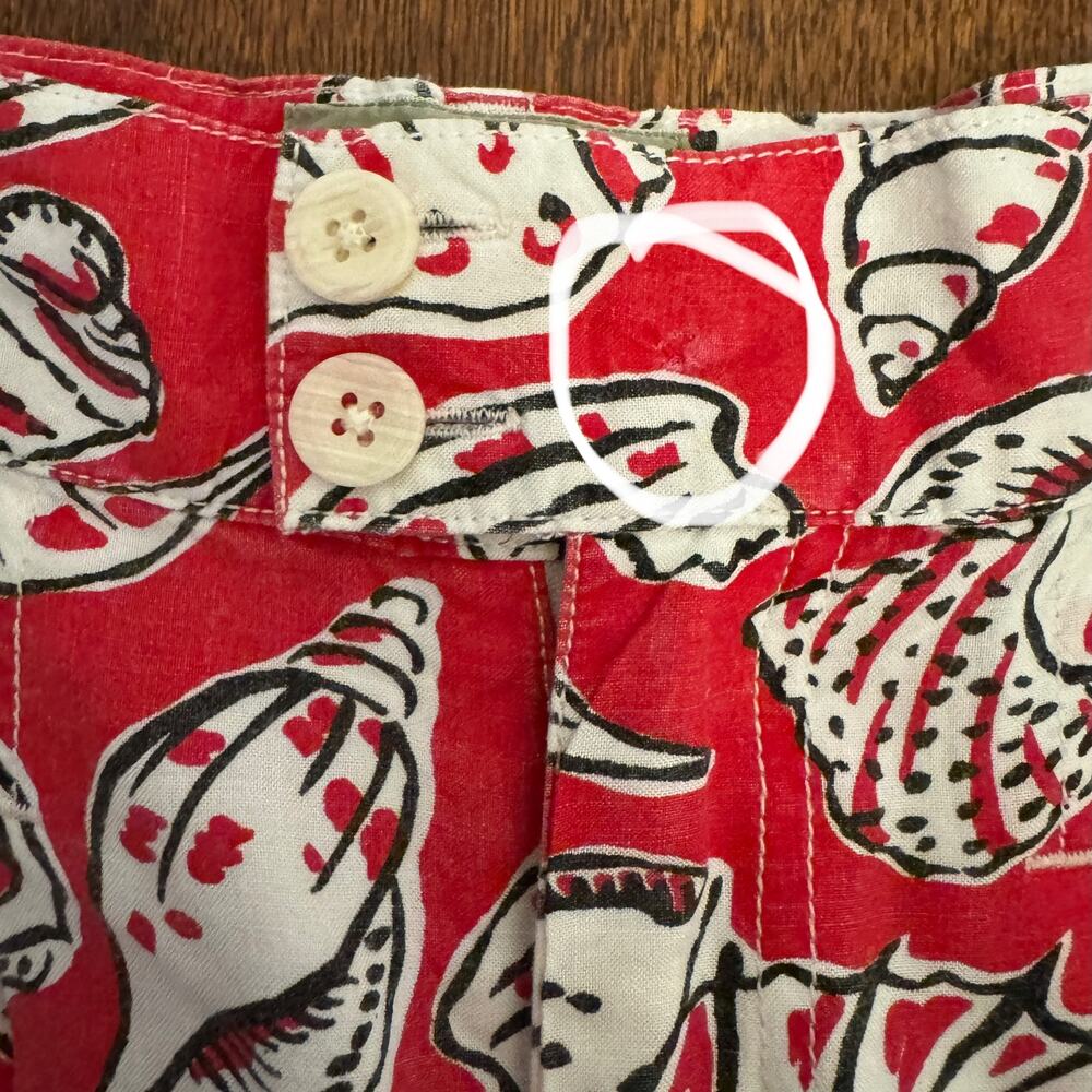 Vintage Royal Robbins Red White Seashell High Waist Pleated Cotton Shorts Sz 6 - Picture 9 of 14